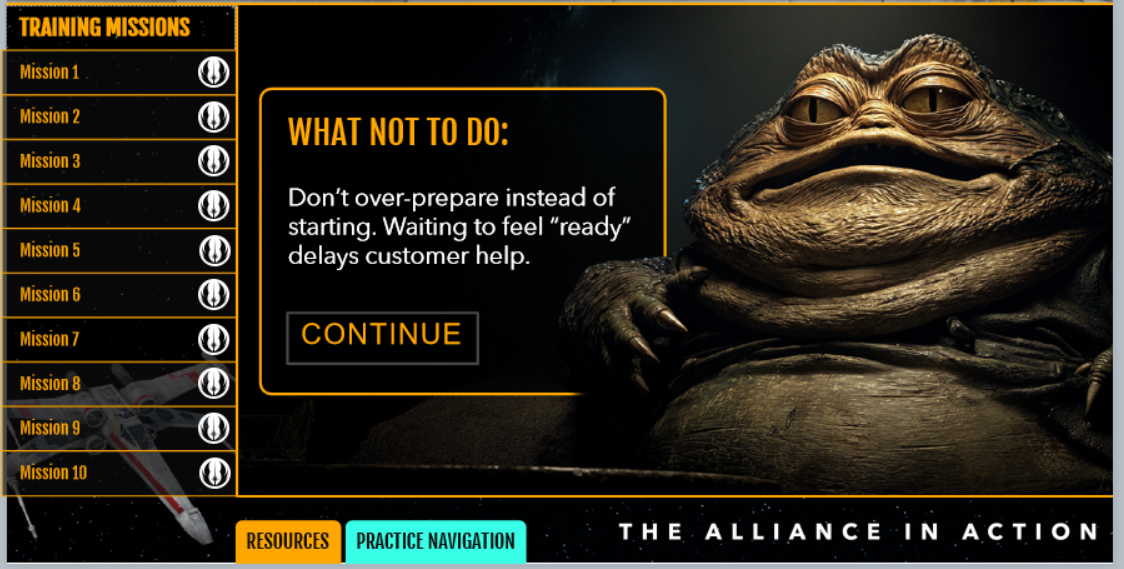 Feedback screen explaining what not to do after a decision.