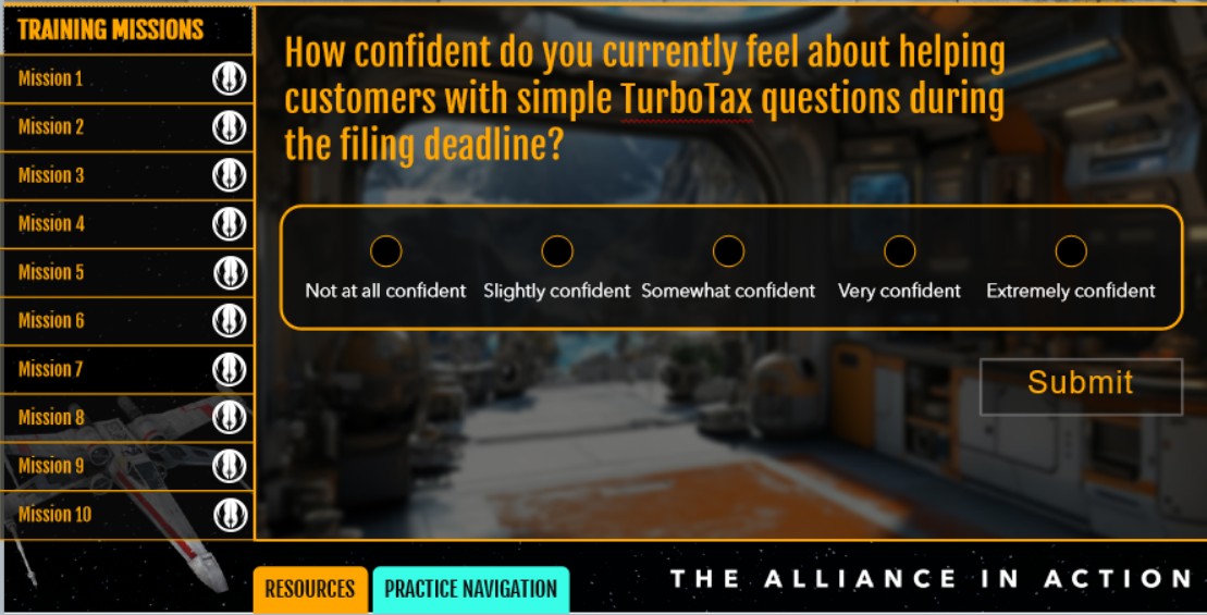 Confidence check asking how confident the participant feels, with a five-point scale.
